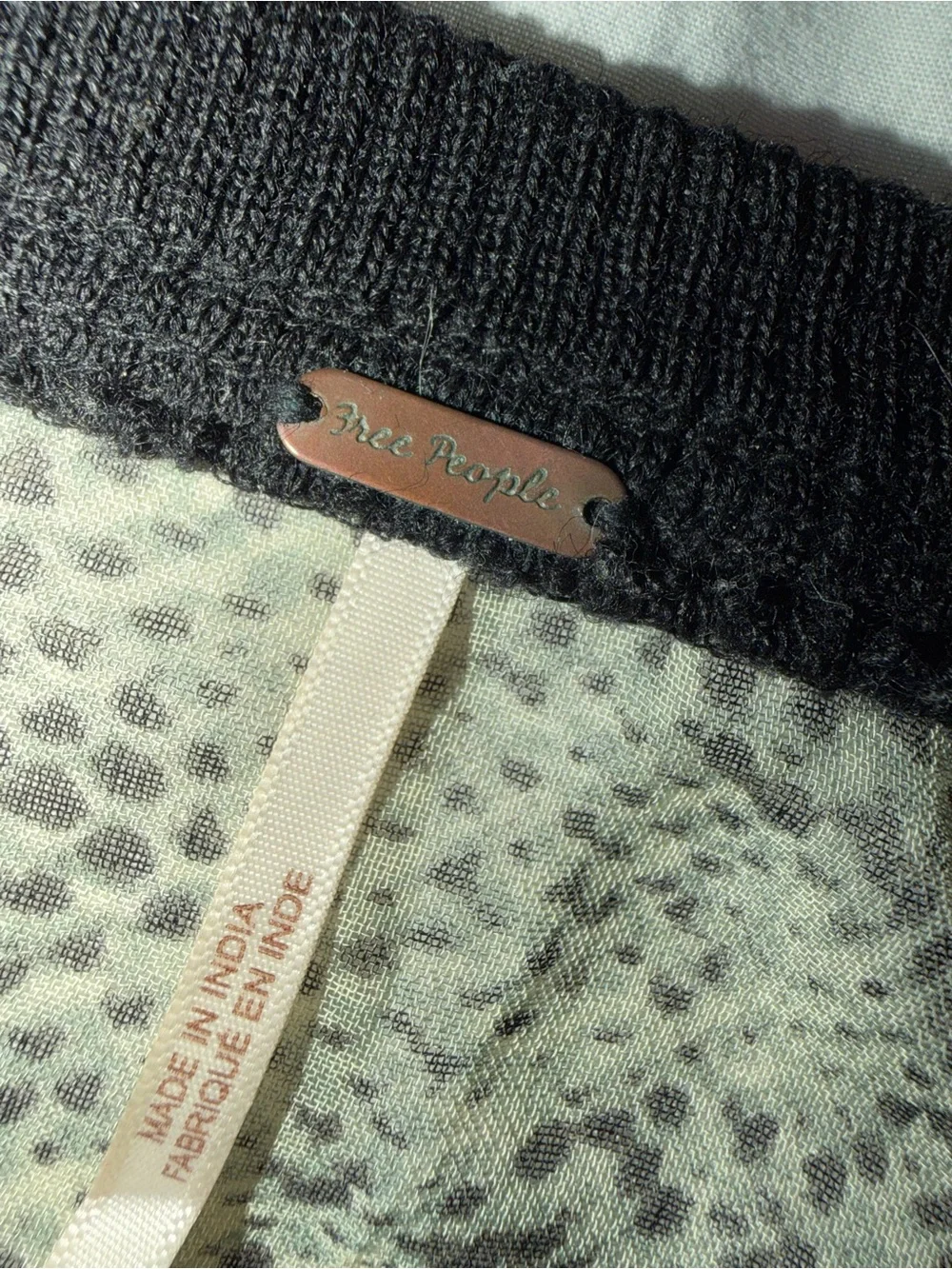 Free People Black and Green Sheer Snakeskin Lori Bomber Jacket with‎ Knit Trim